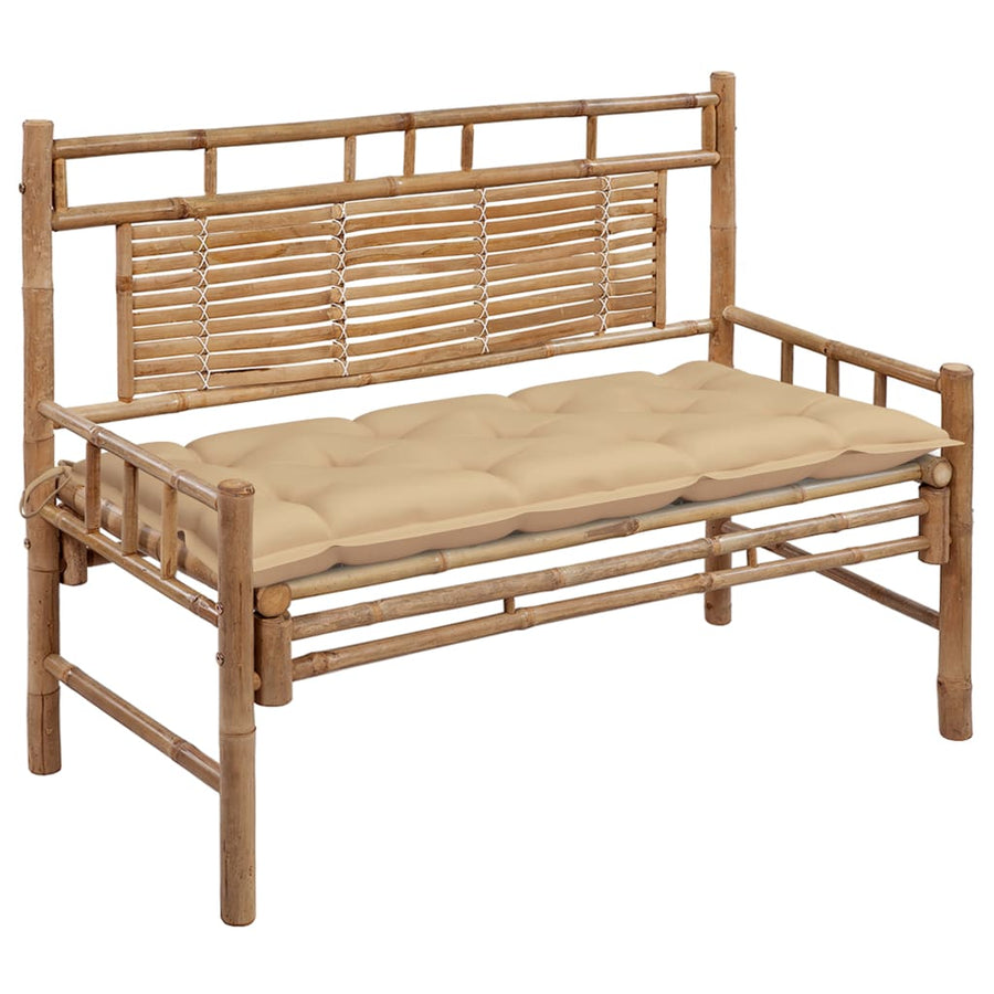 Tuinbank Met Kussen 20 Cm Bamboe 120 x 50 x 7 cm Beige