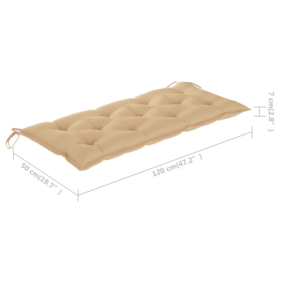 Tuinbank Met Kussen 20 Cm Bamboe 120 x 50 x 7 cm Beige