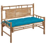 Garden bench with cushion 120 cm bamboo