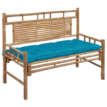 Tuinbank Met Kussen 20 Cm Bamboe 120 x 50 x 7 cm lichtblauw