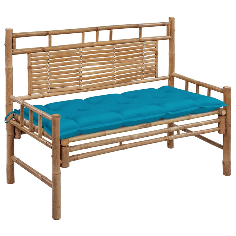 Tuinbank Met Kussen 20 Cm Bamboe 120 x 50 x 7 cm lichtblauw