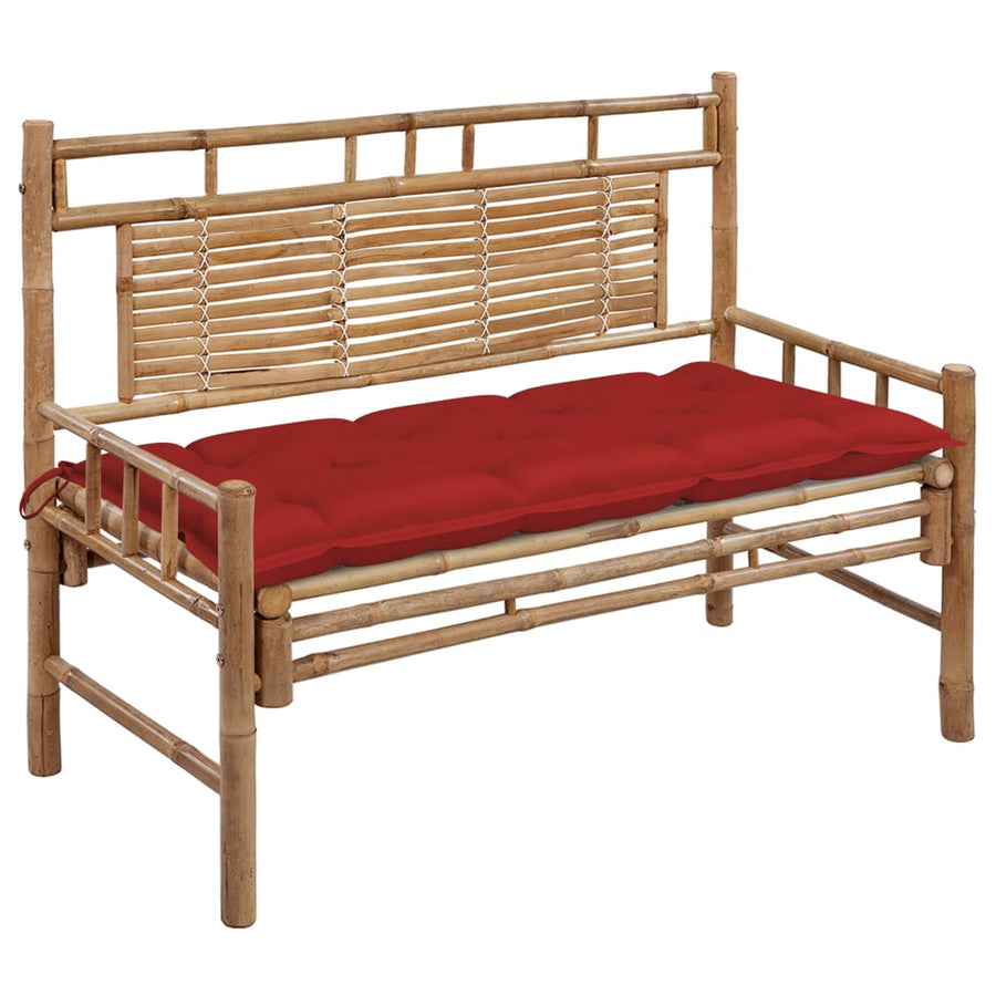 Tuinbank Met Kussen 20 Cm Bamboe 120 x 50 x 7 cm Rood