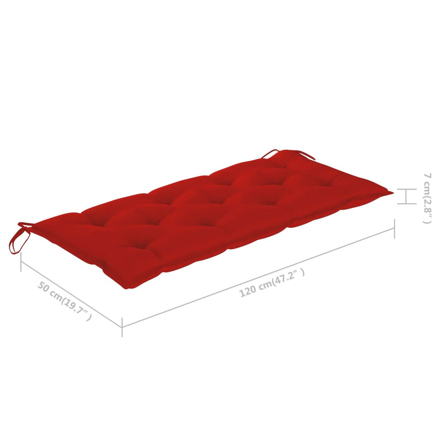 Tuinbank Met Kussen 20 Cm Bamboe 120 x 50 x 7 cm Rood