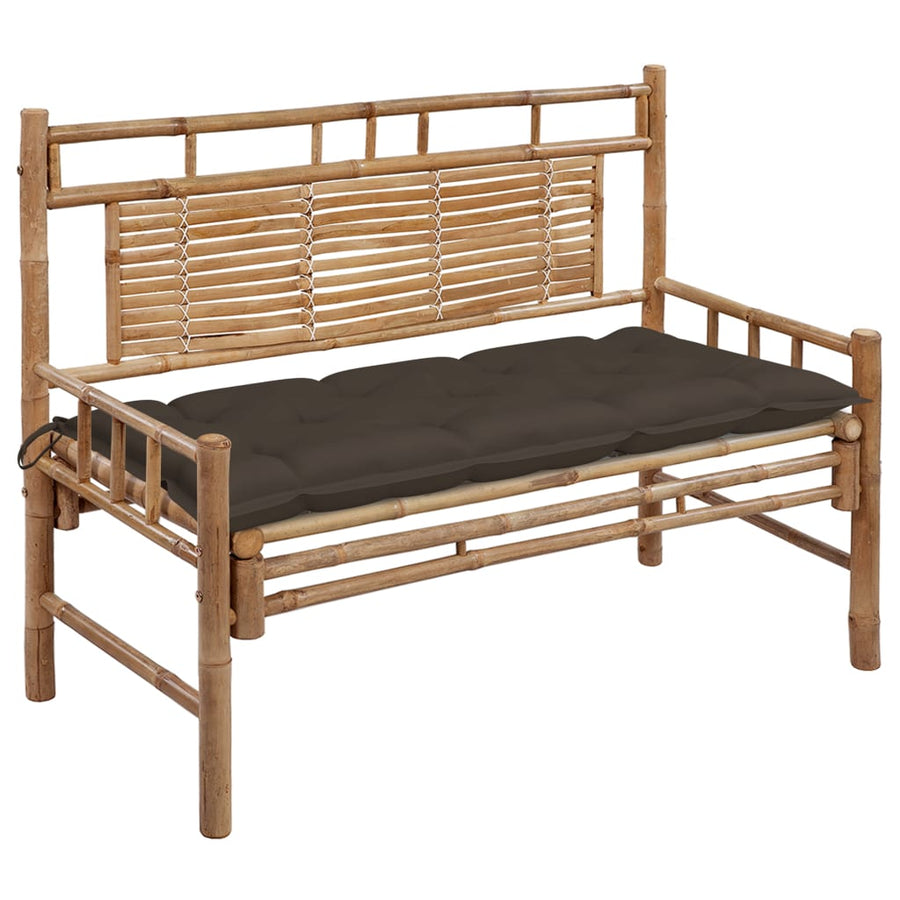 Tuinbank Met Kussen 120 Cm Bamboe Taupe 120 x 50 x 7 cm