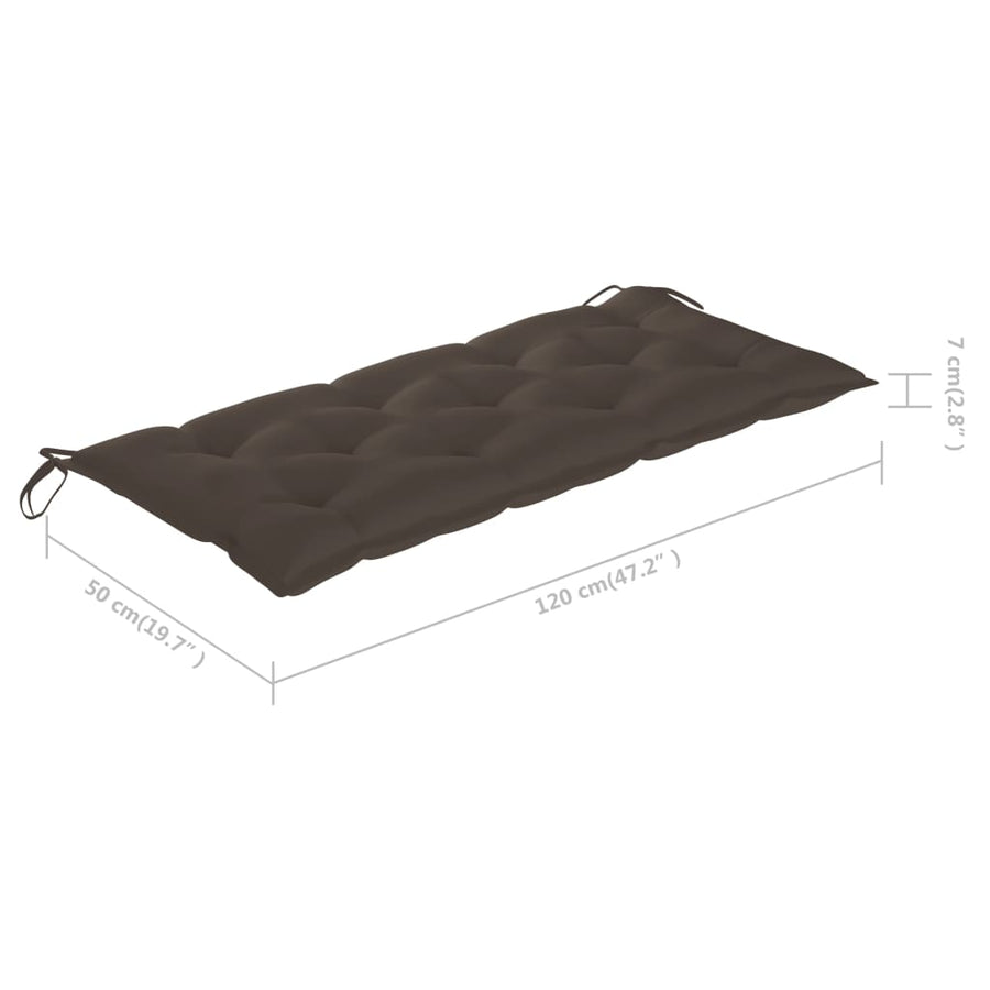 Tuinbank Met Kussen 120 Cm Bamboe Taupe 120 x 50 x 7 cm