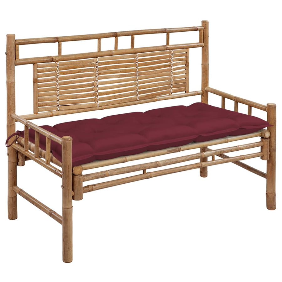 Tuinbank Met Kussen 20 Cm Bamboe 120 x 50 x 7 cm Wijnrood