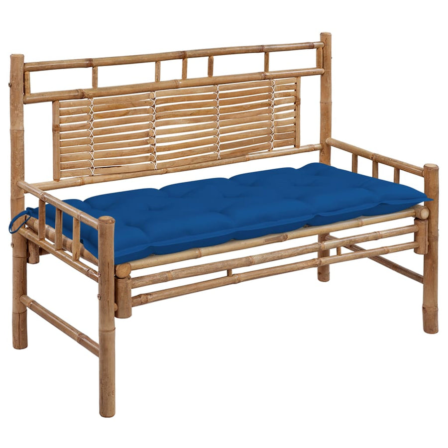 Tuinbank Met Kussen 20 Cm Bamboe 120 x 50 x 7 cm Blauw
