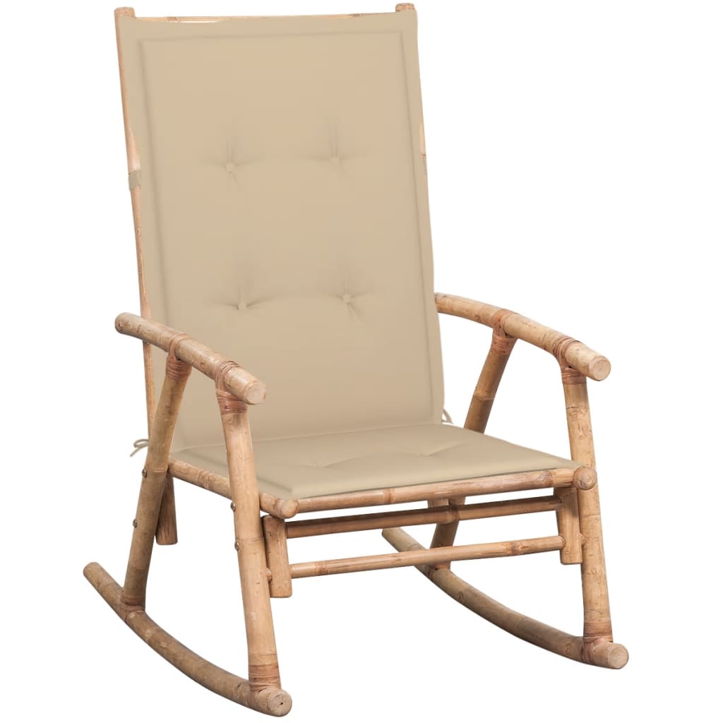 Schommelstoel Met Kussen Bamboe Beige