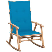 Schommelstoel bamboe 66x86x105 cm blauw kussen