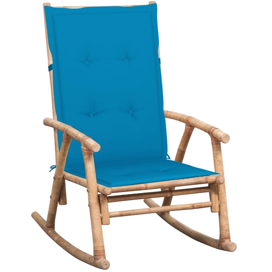 Schommelstoel Met Kussen Bamboe Blauw