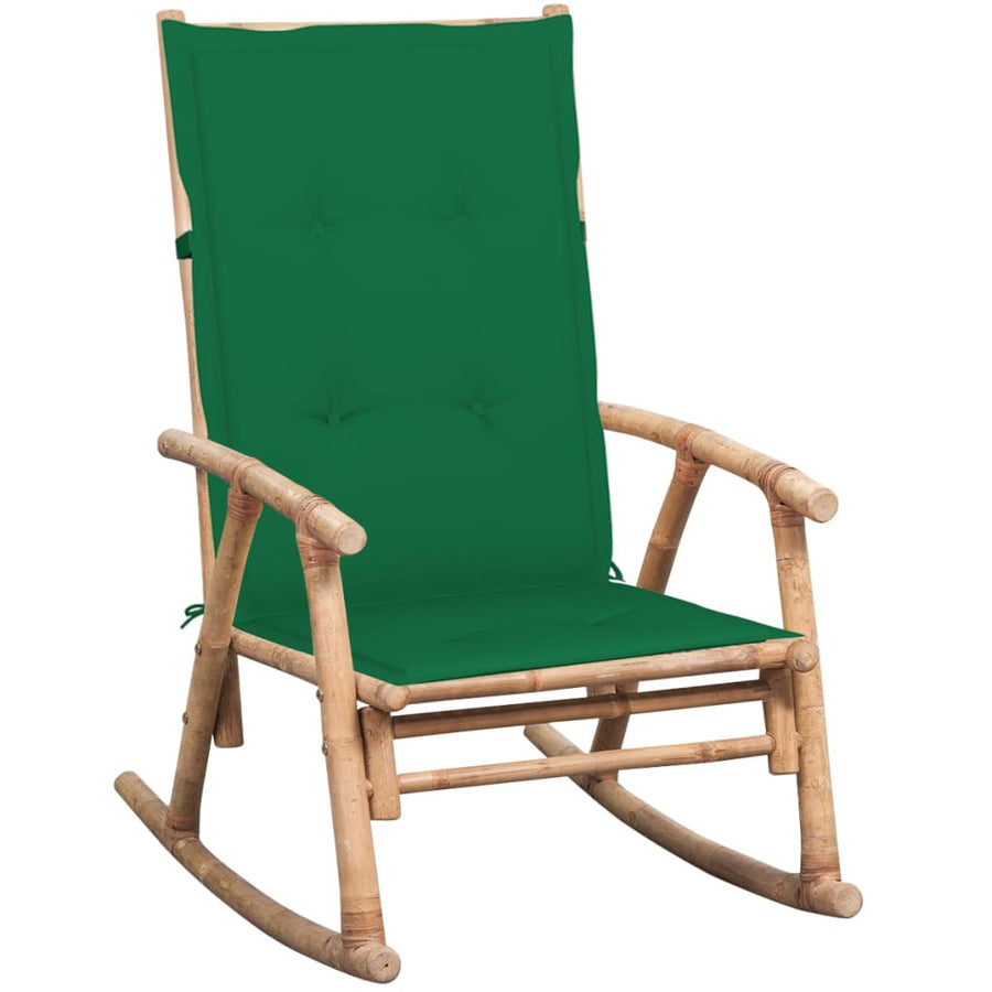 Schommelstoel Met Kussen Bamboe Groen