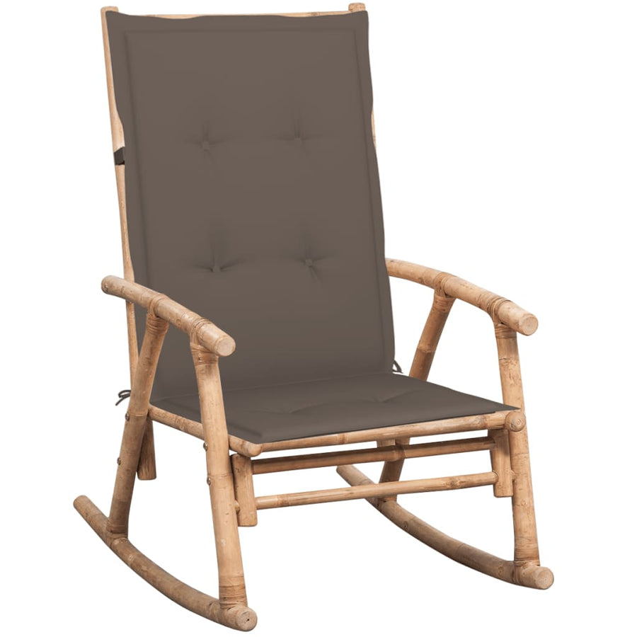 Schommelstoel Met Kussen Bamboe Taupe
