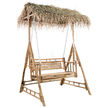 Schommelbank 2-Zits Met Palmbladeren En Kussen 202 Cm Bamboe Beige
