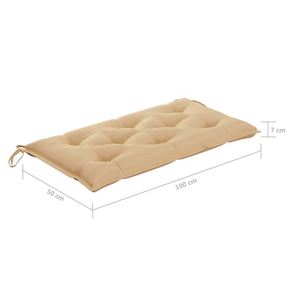 Schommelbank 2-Zits Met Palmbladeren En Kussen 202 Cm Bamboe Beige