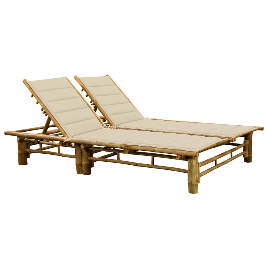 Ligbed 2-Persoons Met Kussens Bamboe Beige