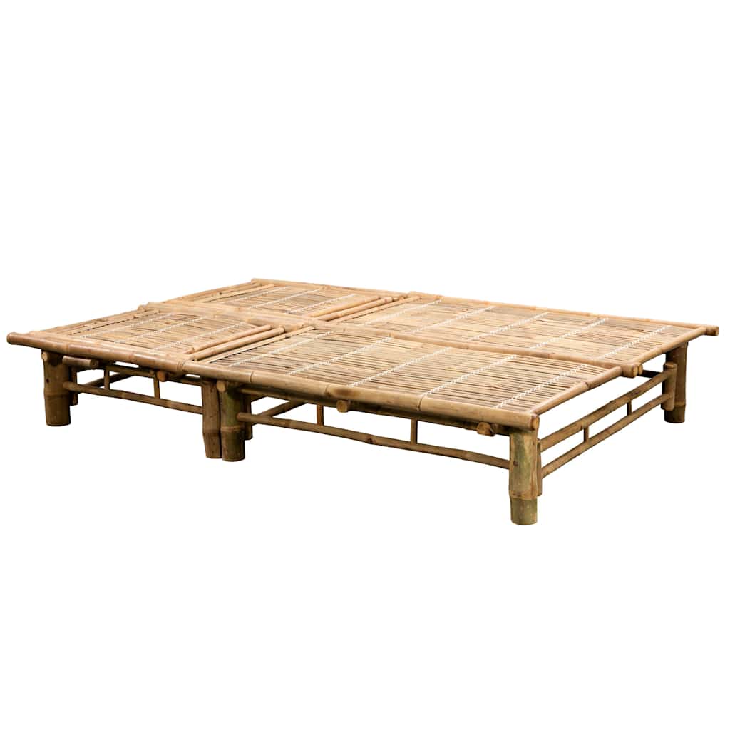 Ligbed 2-Persoons Met Kussens Bamboe Beige