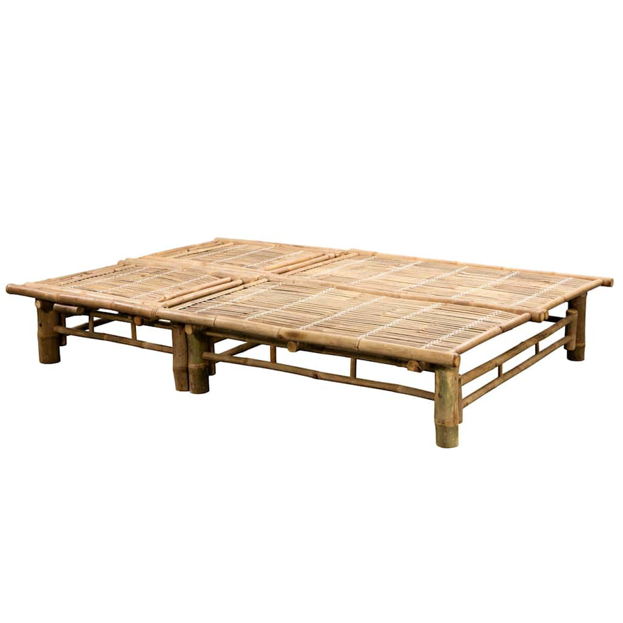 Ligbed 2-Persoons Met Kussens Bamboe Beige
