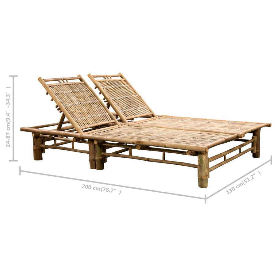 Ligbed 2-Persoons Met Kussens Bamboe Taupe