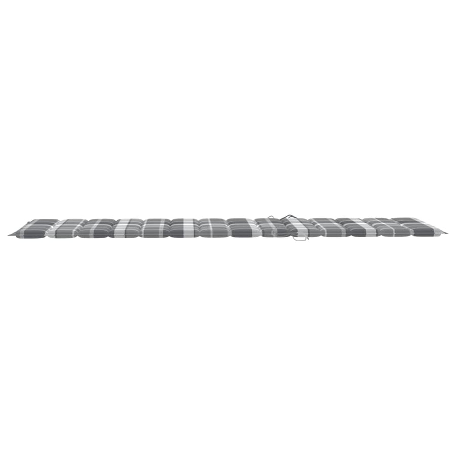 Ligbed 2-Persoons Met Kussens Bamboe Grijs ruitpatroon