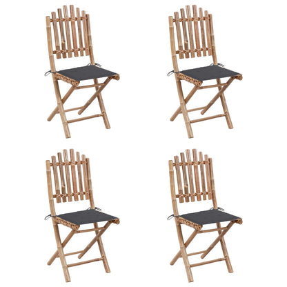 -Delige Tuinset Inklapbaar Met Kussens Bamboe 40 x 40 x 3 cm Antraciet