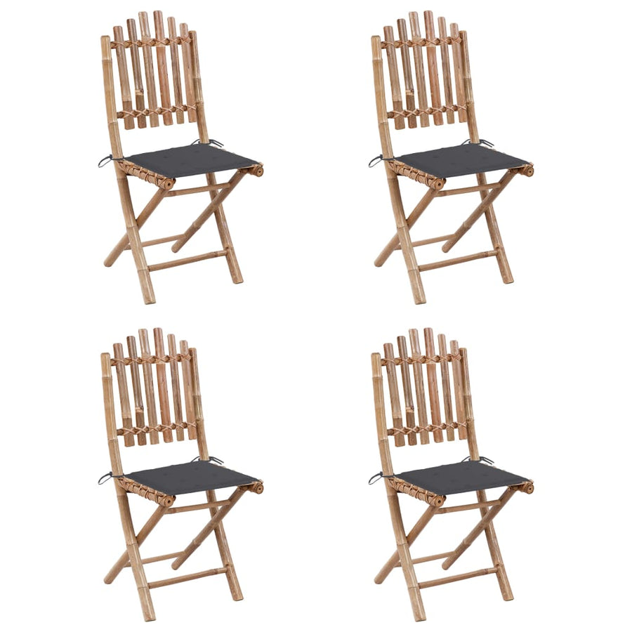 -Delige Tuinset Inklapbaar Met Kussens Bamboe 40 x 40 x 3 cm Antraciet