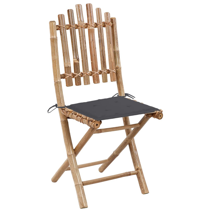 -Delige Tuinset Inklapbaar Met Kussens Bamboe 40 x 40 x 3 cm Antraciet