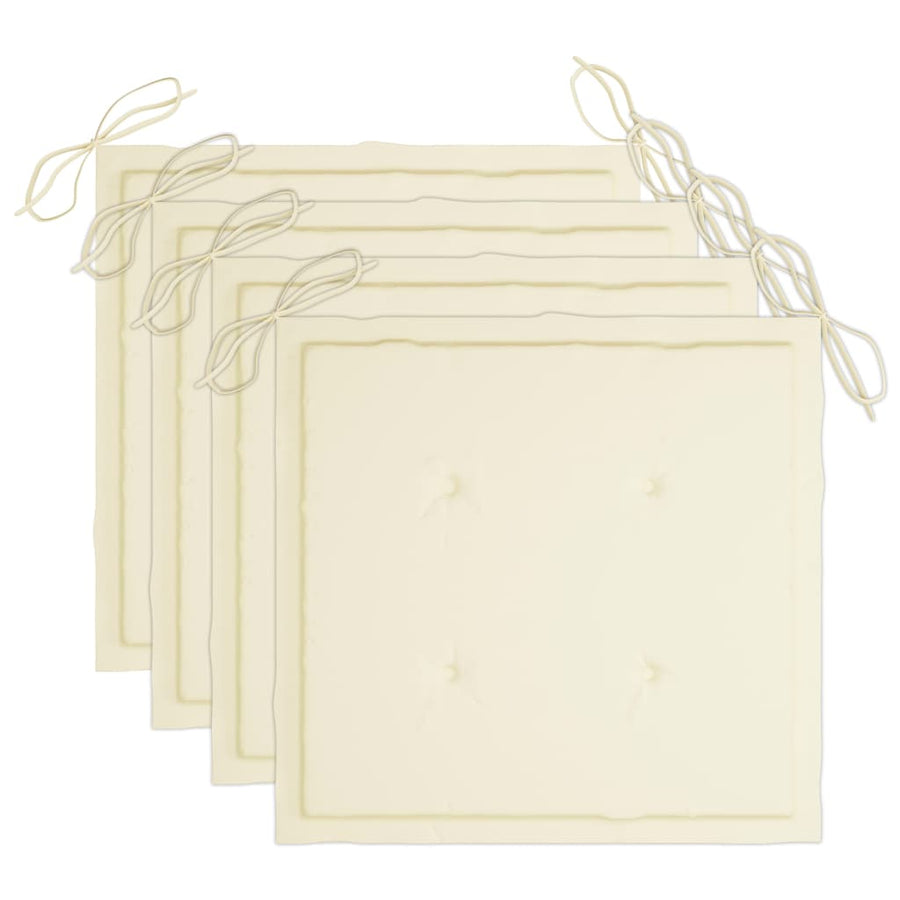 -Delige Tuinset Inklapbaar Met Kussens Bamboe 40 x 40 x 4 cm Crème