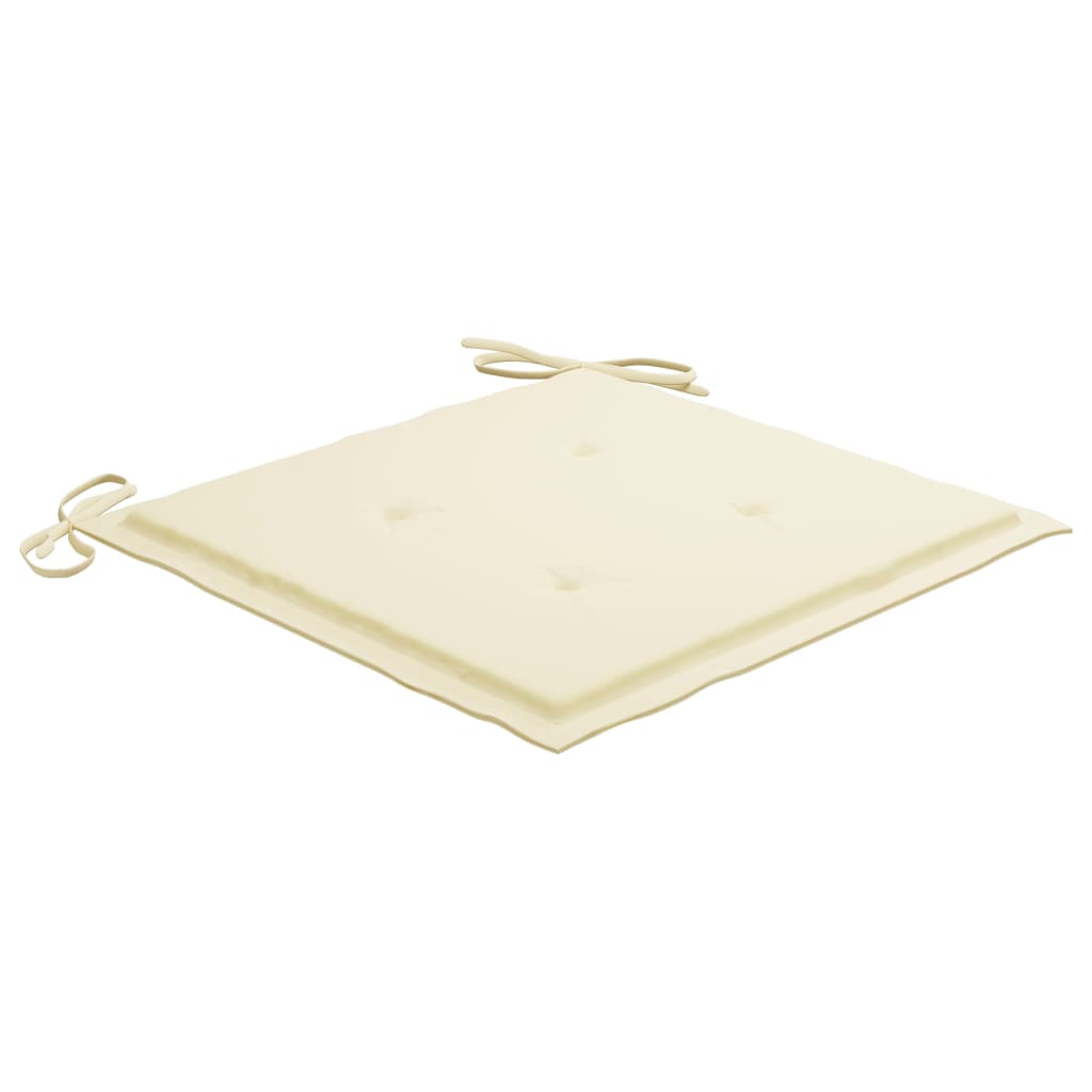 -Delige Tuinset Inklapbaar Met Kussens Bamboe 40 x 40 x 4 cm Crème