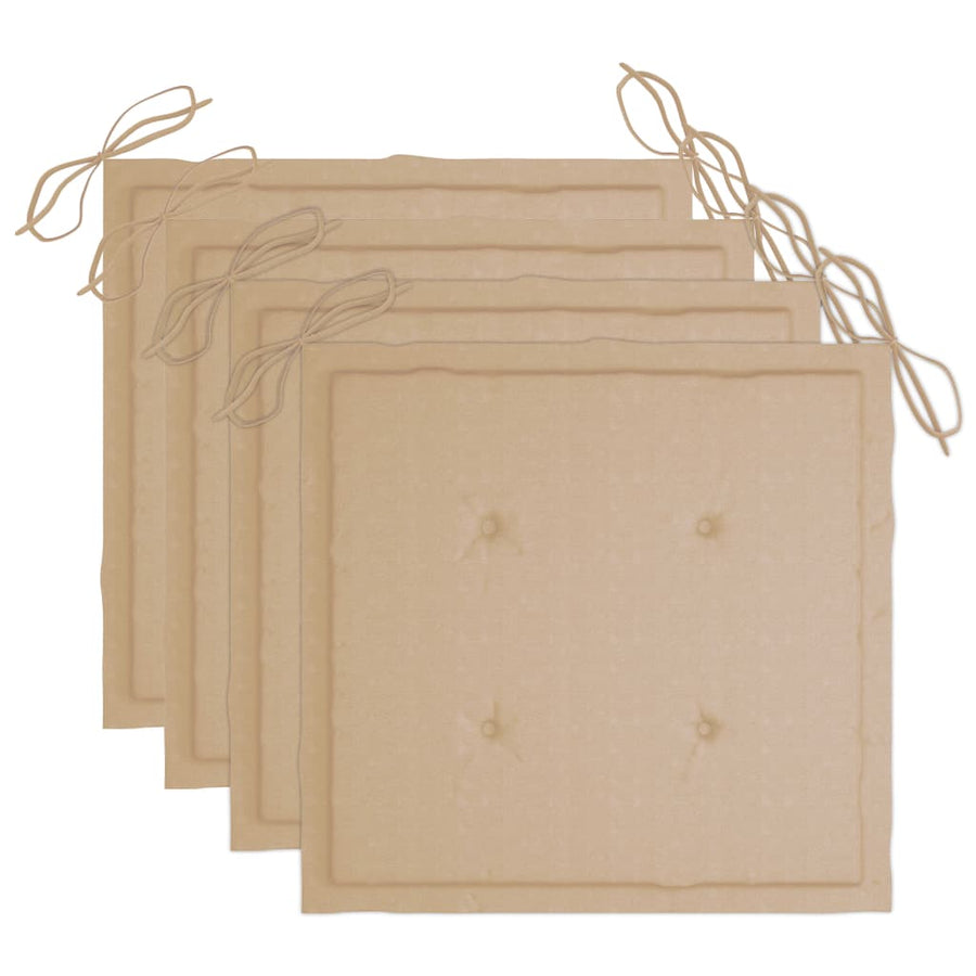 5-Delige Tuinset Inklapbaar Met Kussens Bamboe 40 x 40 x 4 cm Beige