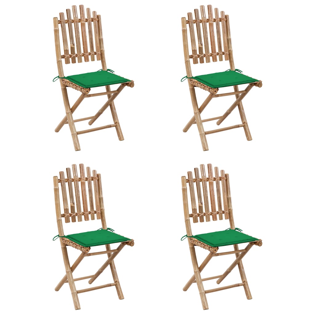 5-Delige Tuinset Inklapbaar Met Kussens Bamboe 40 x 40 x 4 cm