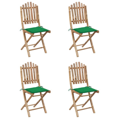 5-Delige Tuinset Inklapbaar Met Kussens Bamboe 40 x 40 x 4 cm