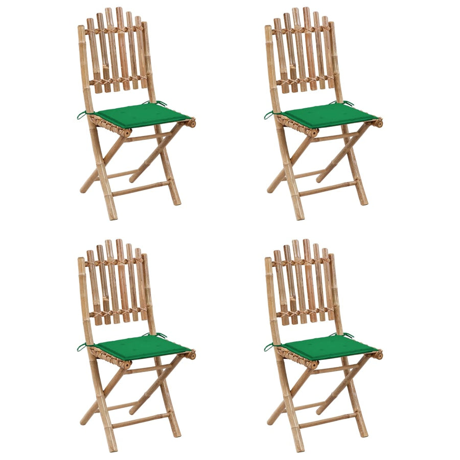 5-Delige Tuinset Inklapbaar Met Kussens Bamboe 40 x 40 x 4 cm