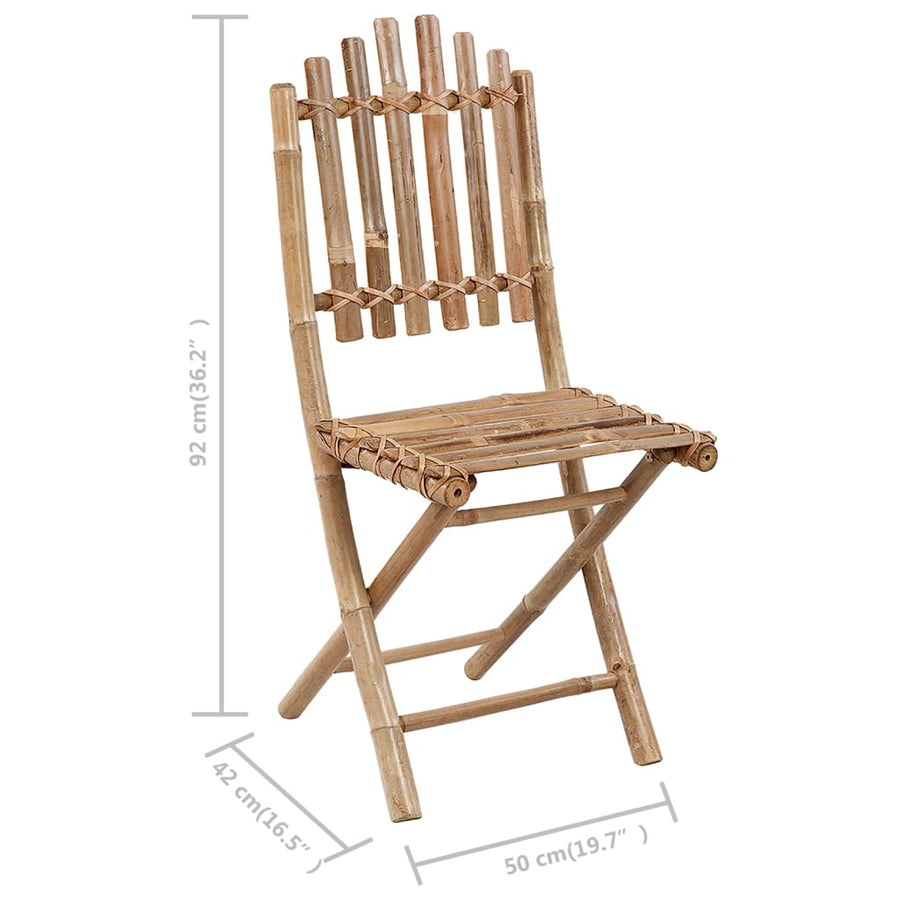 5-Delige Tuinset Inklapbaar Met Kussens Bamboe 40 x 40 x 4 cm