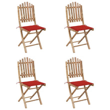 5-Delige Tuinset Inklapbaar Met Kussens Bamboe 40 x 40 x 4 cm