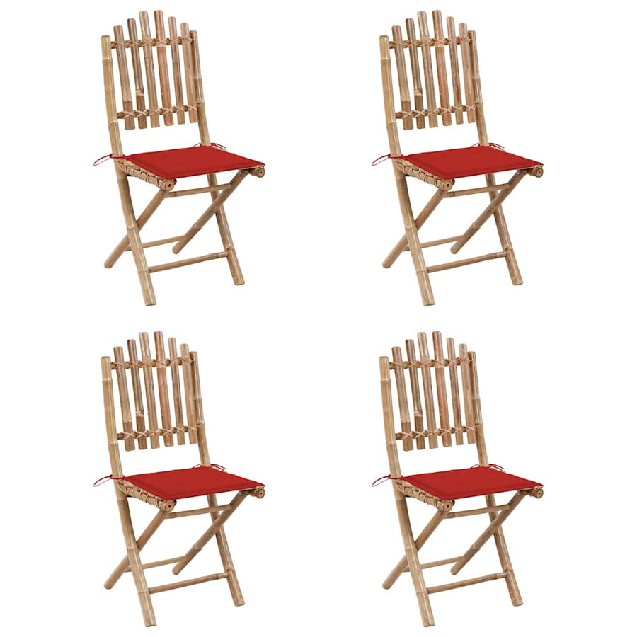 5-Delige Tuinset Inklapbaar Met Kussens Bamboe 40 x 40 x 4 cm