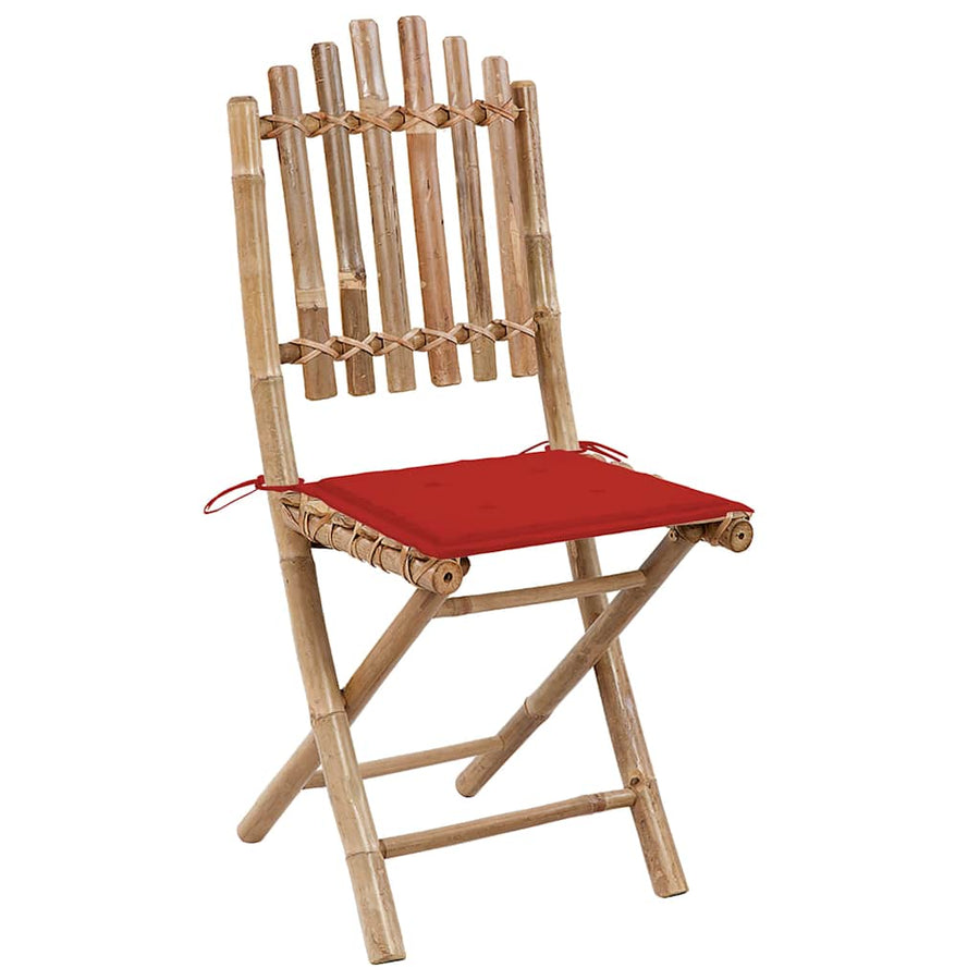 5-Delige Tuinset Inklapbaar Met Kussens Bamboe 40 x 40 x 4 cm