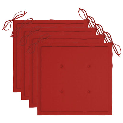 5-Delige Tuinset Inklapbaar Met Kussens Bamboe 40 x 40 x 4 cm