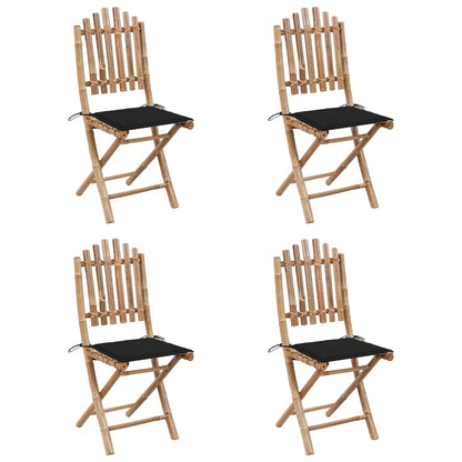 5-Delige Tuinset Inklapbaar Met Kussens Bamboe 40 x 40 x 4 cm Zwart