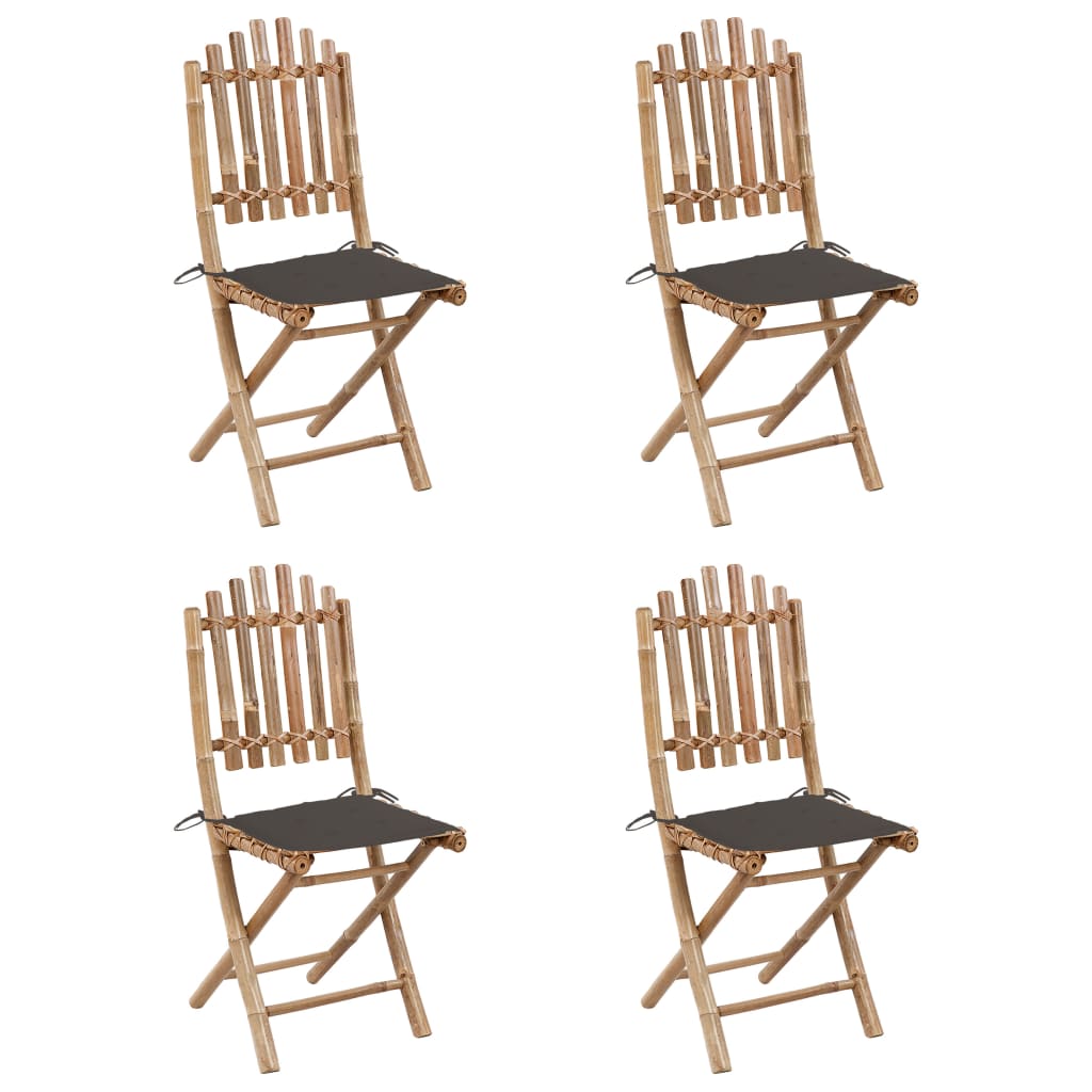 5-Delige Tuinset Inklapbaar Met Kussens Bamboe 40 x 40 x 4 cm Taupe