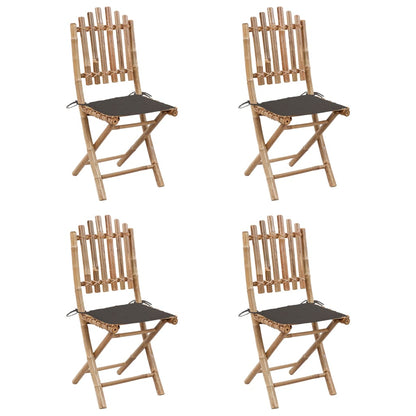 5-Delige Tuinset Inklapbaar Met Kussens Bamboe 40 x 40 x 4 cm Taupe