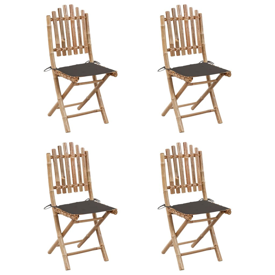 5-Delige Tuinset Inklapbaar Met Kussens Bamboe 40 x 40 x 4 cm Taupe