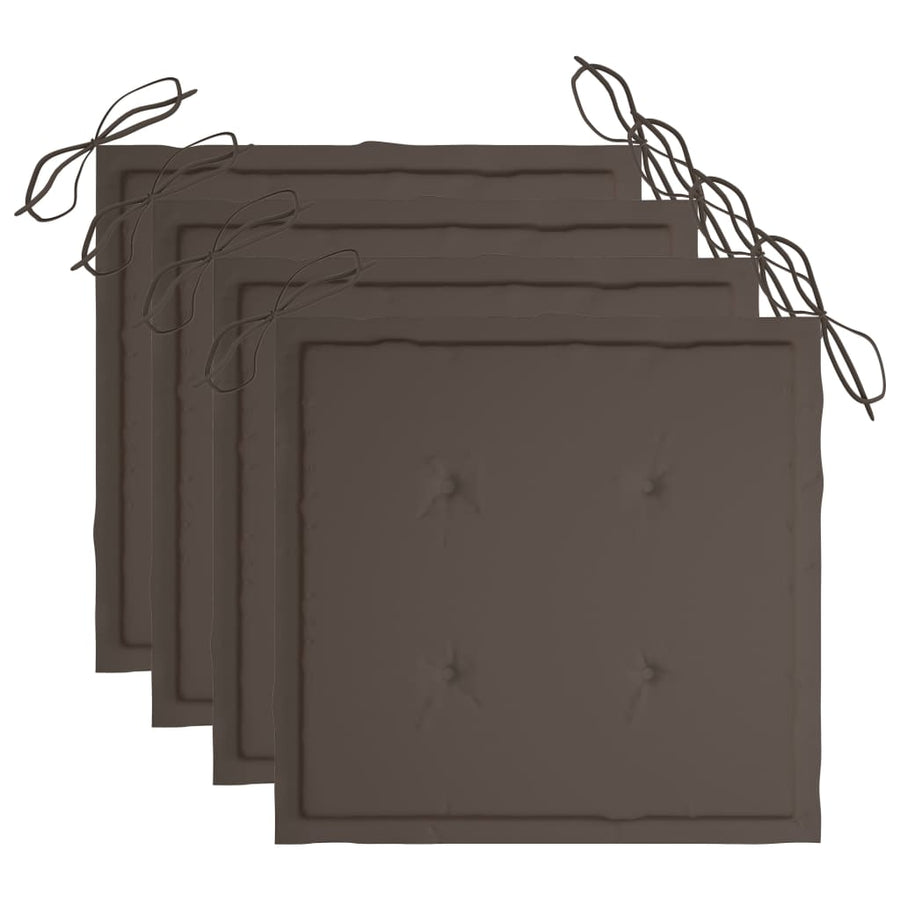 5-Delige Tuinset Inklapbaar Met Kussens Bamboe 40 x 40 x 4 cm Taupe