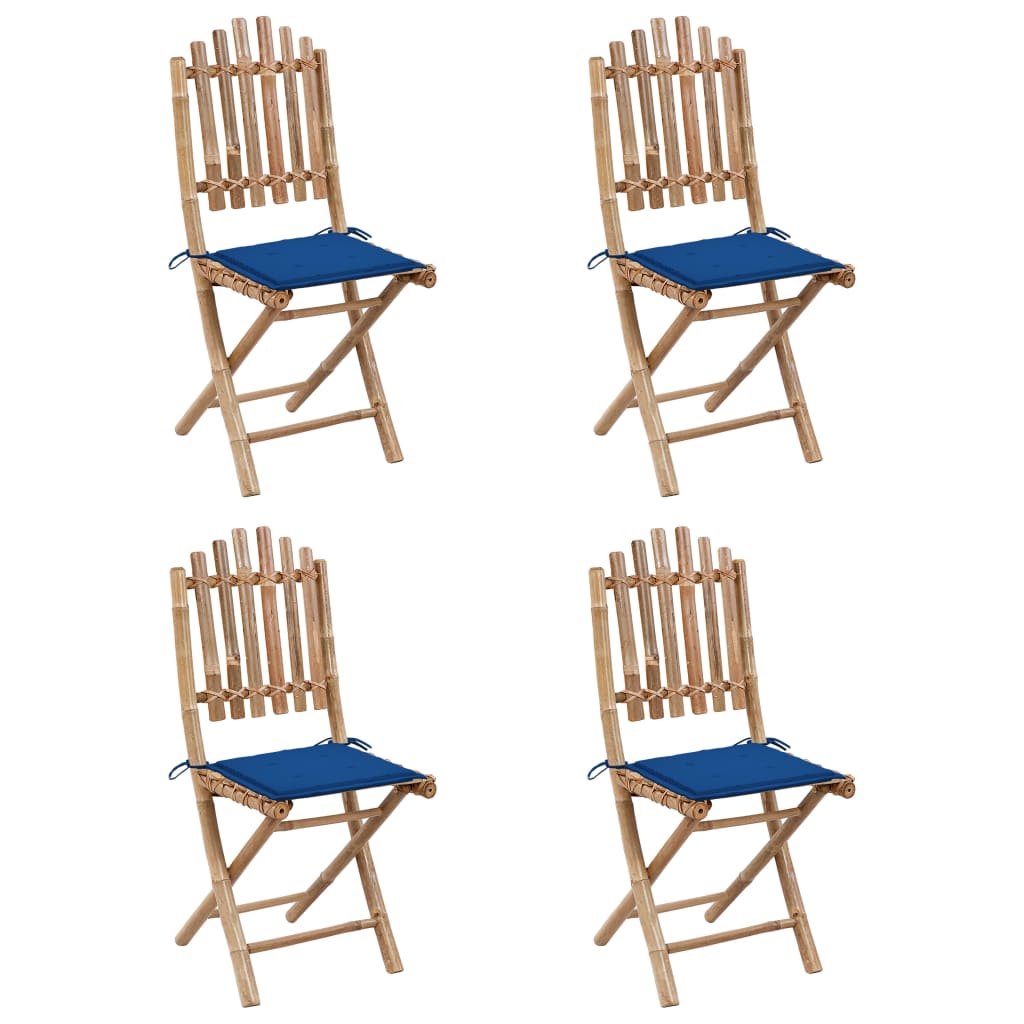 5-Delige Tuinset Inklapbaar Met Kussens Bamboe 40 x 40 x 4 cm koningsblauw