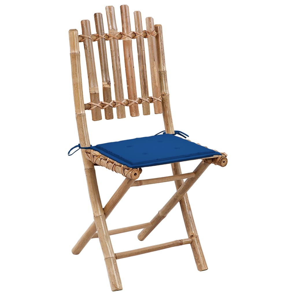 5-Delige Tuinset Inklapbaar Met Kussens Bamboe 40 x 40 x 4 cm koningsblauw