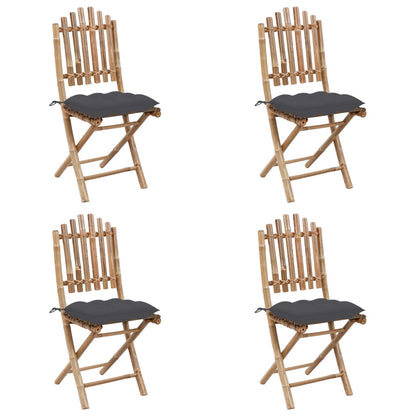 -Delige Tuinset Inklapbaar Met Kussens Bamboe 40 x 40 x 7 cm Antraciet