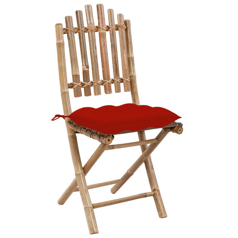 5-Delige Tuinset Inklapbaar Met Kussens Bamboe 40 x 40 x 7 cm