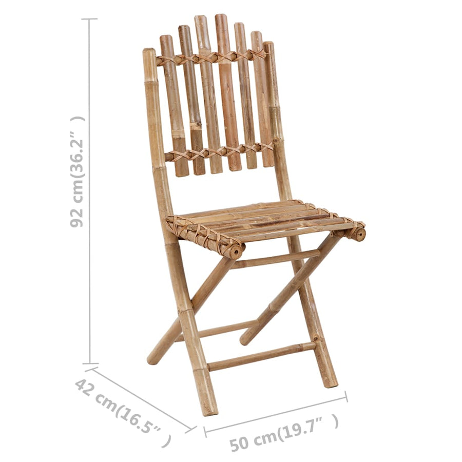 5-Delige Tuinset Inklapbaar Met Kussens Bamboe 40 x 40 x 7 cm