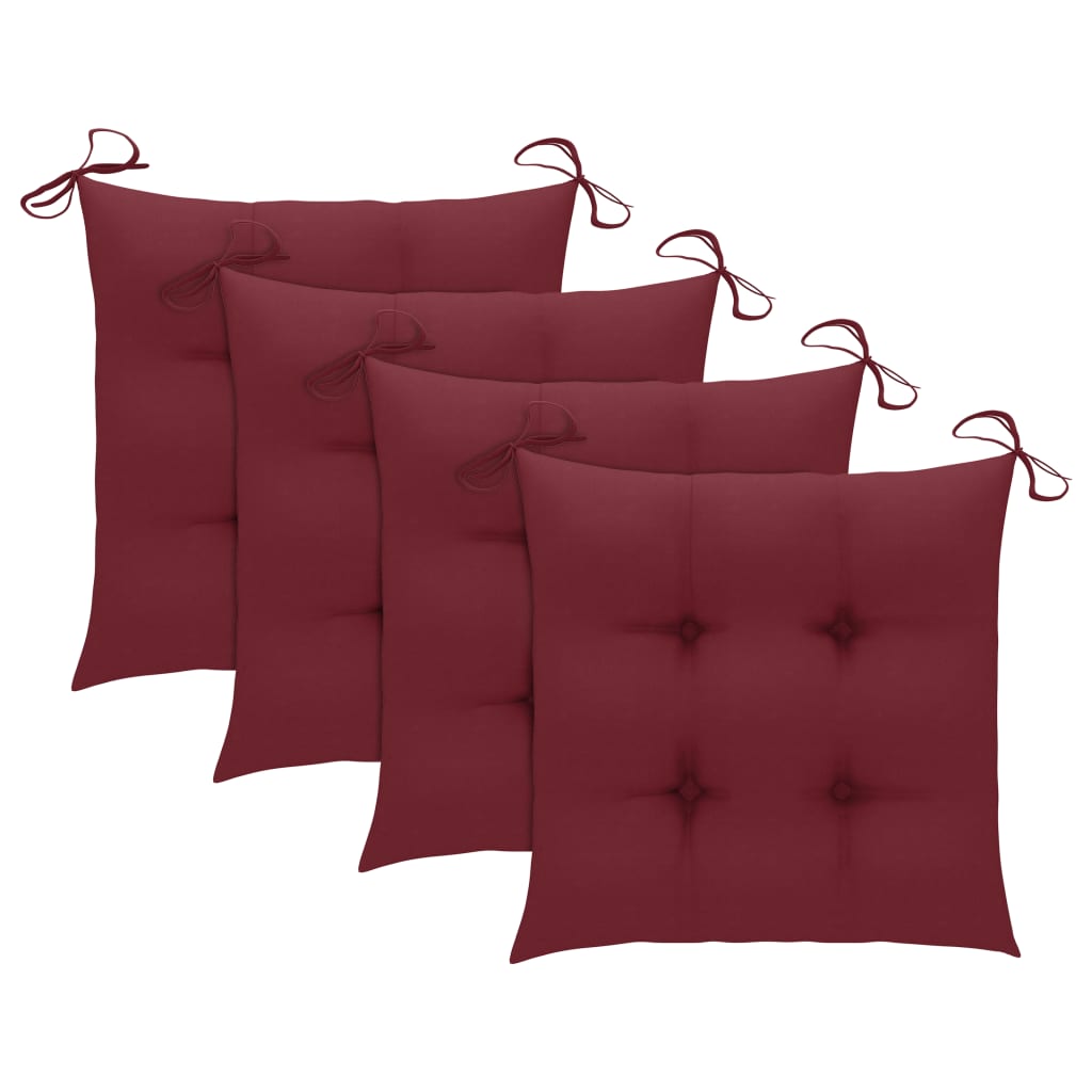 5-Delige Tuinset Inklapbaar Met Kussens Bamboe 40 x 40 x 7 cm
