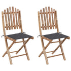 Tuinstoelen 2 st inklapbaar bamboe met kussens