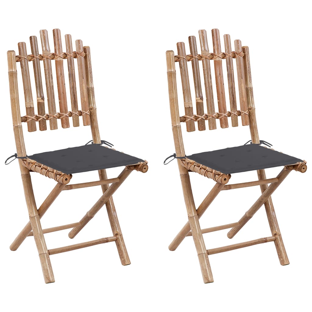 Tuinstoelen Inklapbaar Met Kussens Bamboe Antraciet 40 x 40 x 4 cm